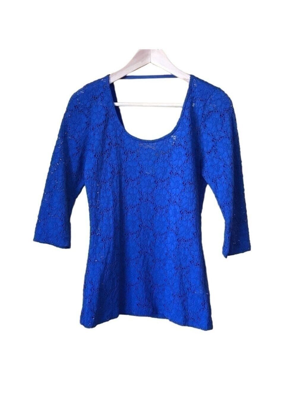 UO Pins & Needles royal blue scoop neck stretch lace top size medium